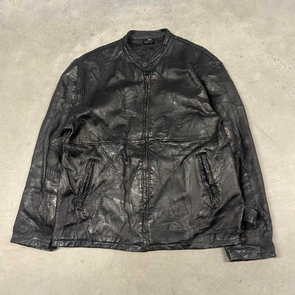Vintage Black Leather Jacket Grunge Style